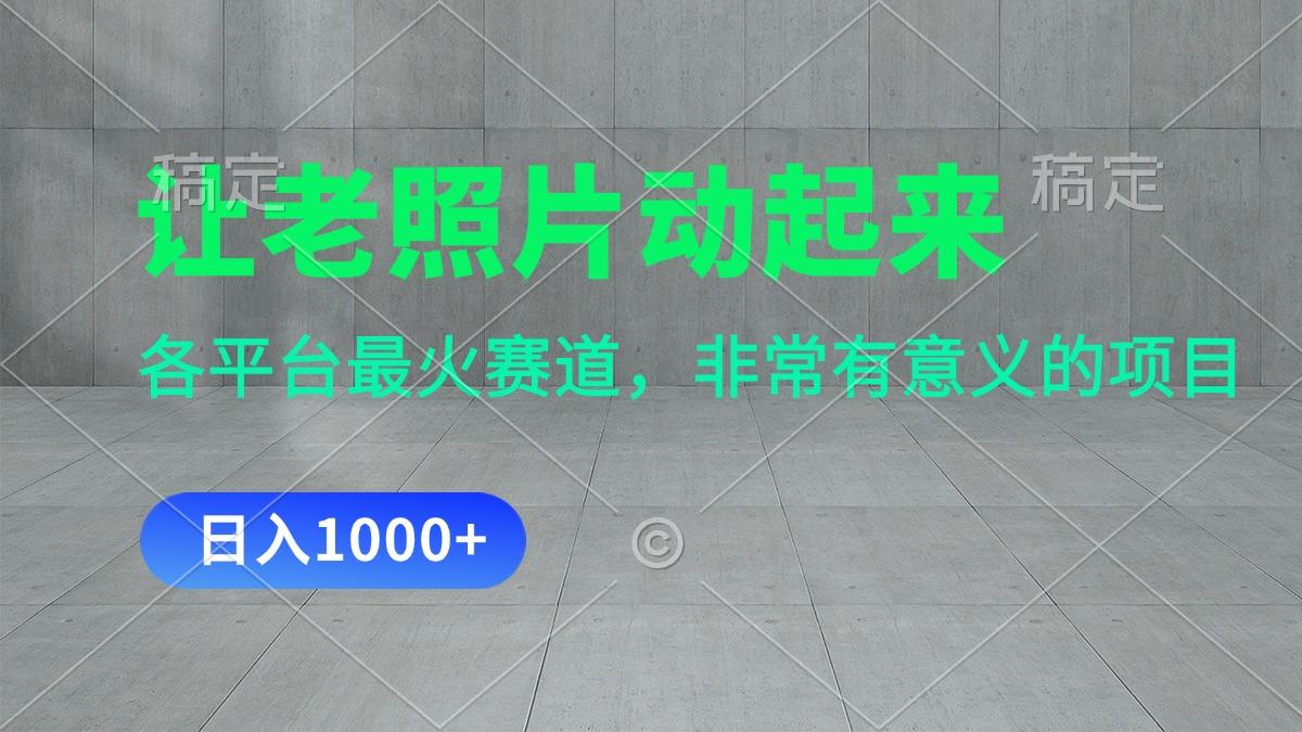 让老照片动起来，一天变现1000+，各平台最火赛道，看完就会-苍穹网创