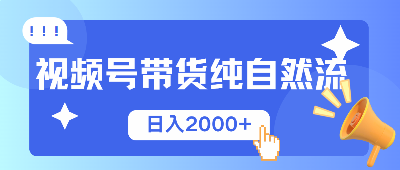 视频号带货，纯自然流，起号简单，爆率高轻松日入2000+-苍穹网创