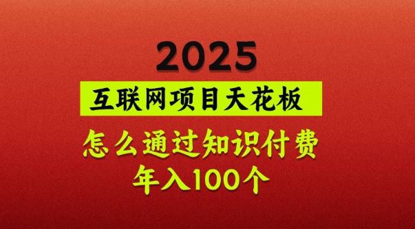 2025项目天花板，普通怎么通过知识付费翻身，年入百个【揭秘】-苍穹网创