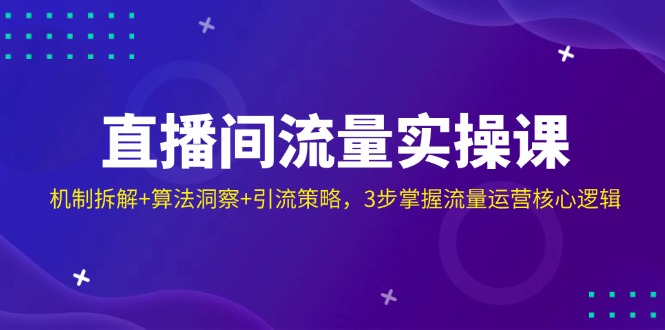 直播间流量实操课：机制拆解+算法洞察+引流策略，3步掌握流量运营核心逻辑-苍穹网创
