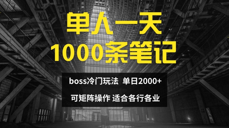 单人一天1000条笔记，日入2000+，BOSS直聘的正确玩法【揭秘】-苍穹网创