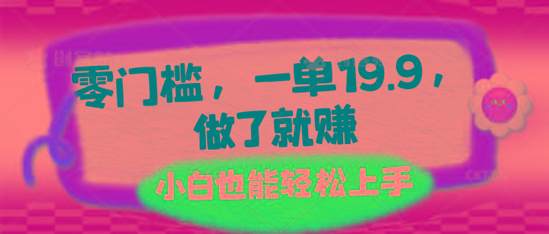 零门槛，一单19.9，做了就赚，小白也能轻松上手-苍穹网创