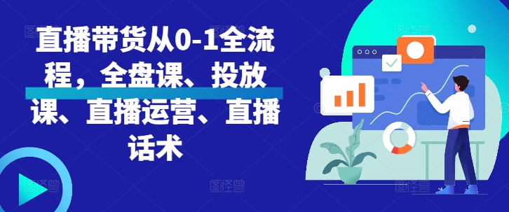直播带货从0-1全流程，全盘课、投放课、直播运营、直播话术-苍穹网创