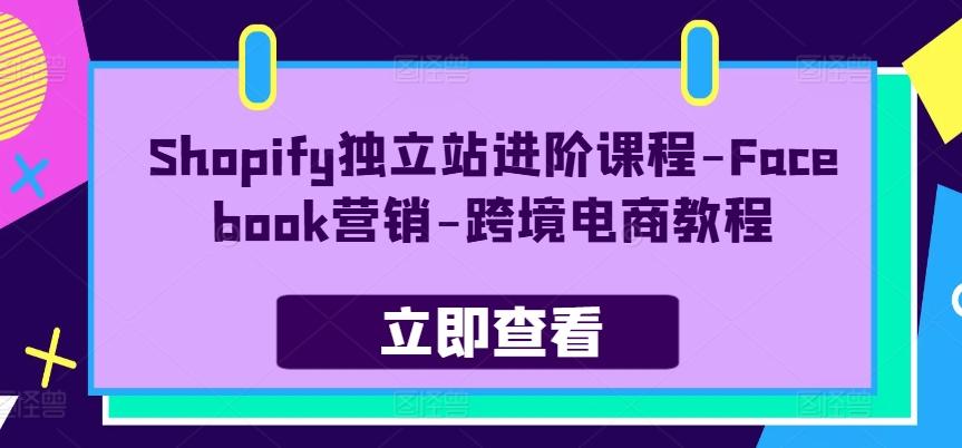 Shopify独立站进阶课程-Facebook营销-跨境电商教程-苍穹网创