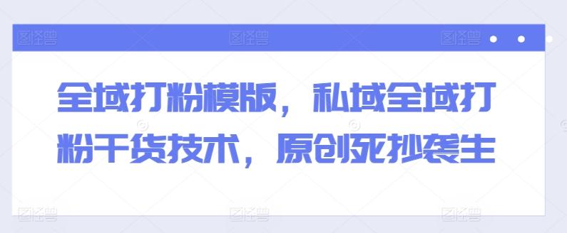 全域打粉模版，私域全域打粉干货技术，原创死抄袭生-苍穹网创