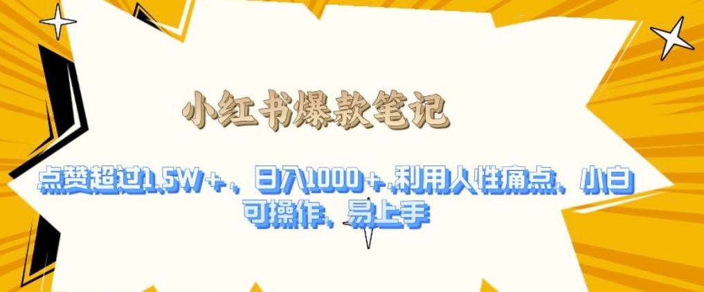 利用人性的痛点，打造爆款笔记，获得点赞超过1.5W+，日入1k【揭秘】-苍穹网创