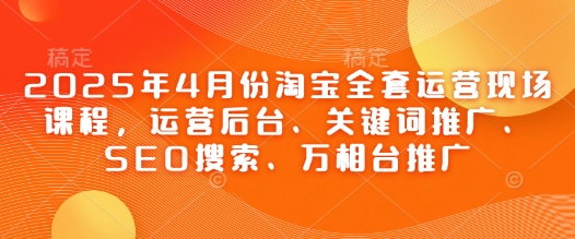 2025年4月份淘宝全套运营现场课程，运营后台、关键词推广、SEO搜索、万相台推广-苍穹网创