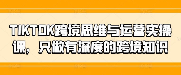 TIKTOK跨境思维与运营实操课，只做有深度的跨境知识-苍穹网创