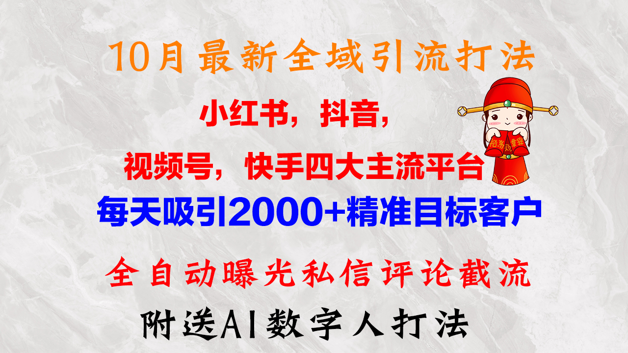 10月最新小红书，抖音，视频号，快手四大平台全域引流，，每天吸引2000…-苍穹网创