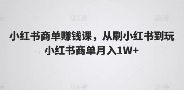 小红书商单赚钱课，从刷小红书到玩小红书商单月入1W+-苍穹网创