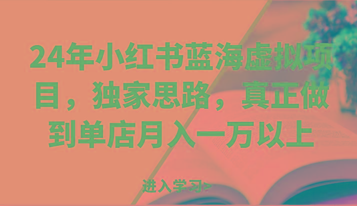 24年小红书蓝海虚拟项目，独家思路，真正做到单店月入一万以上。-苍穹网创