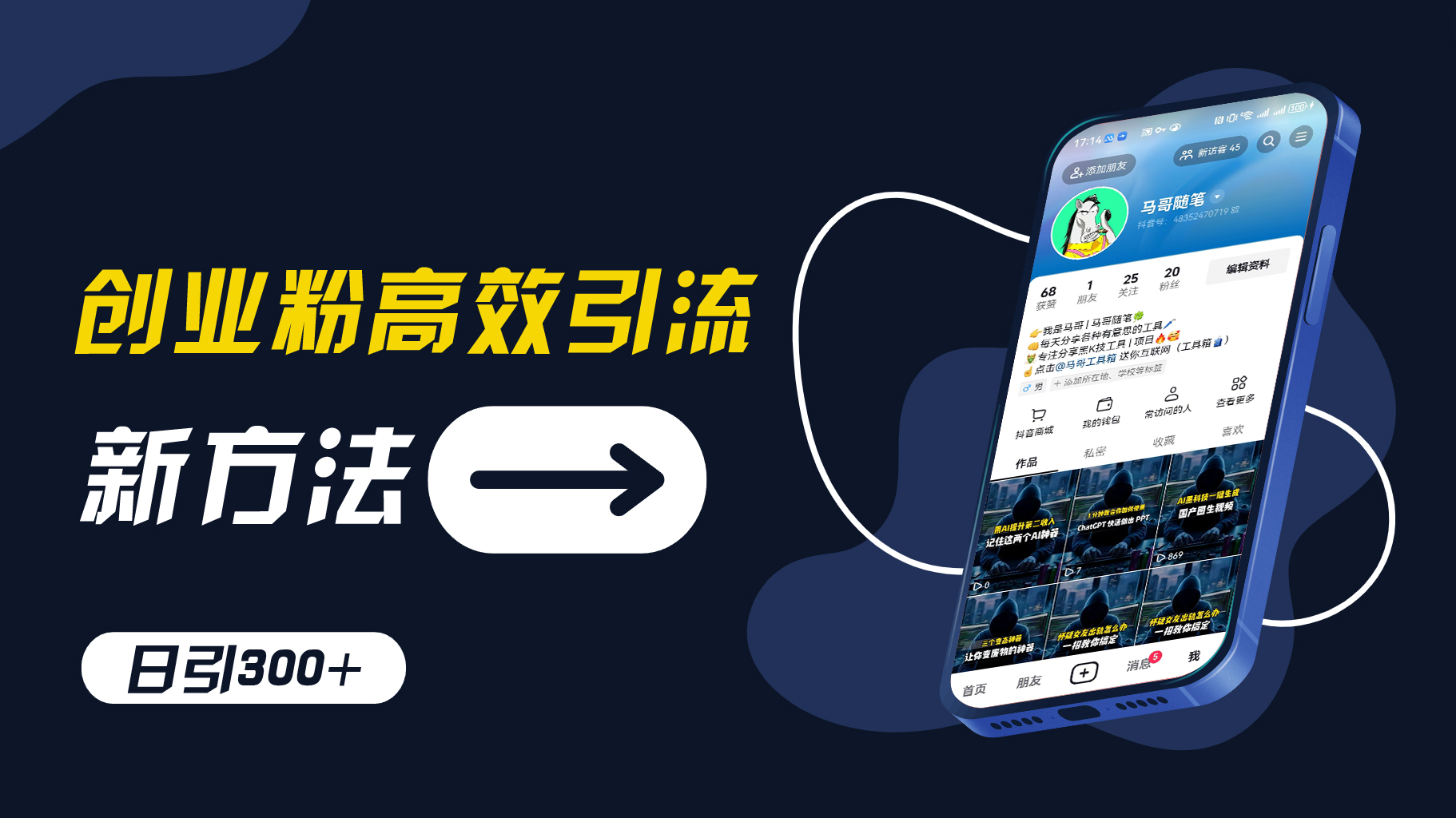 创业粉高效引流，抖音工具号玩法，日引300+，不要成为学习高手，要成为实战高手【揭秘】-苍穹网创