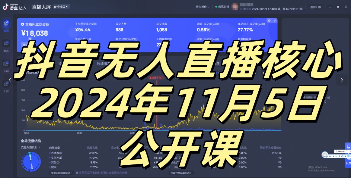 抖音无人直播核心公开课，咸鱼翻身小白可做带有睡后收入月入过万太简单【揭秘】-苍穹网创