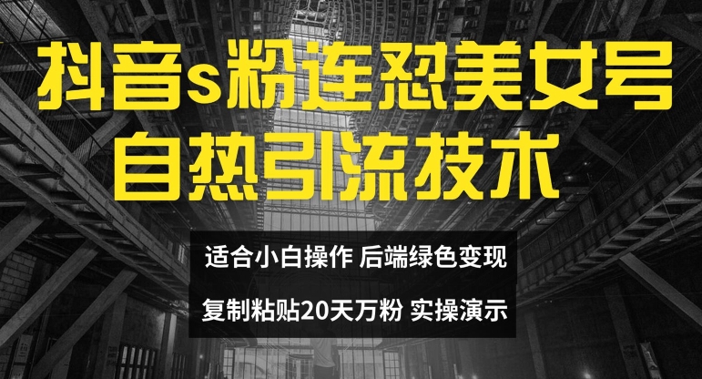 抖音s粉连怼美女号自热引流技术复制粘贴，20天万粉账号，无需实名制，矩阵操作【揭秘】-苍穹网创