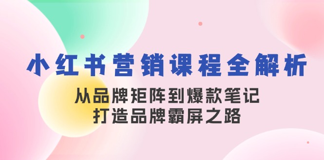 小红书营销课程全解析，从品牌矩阵到爆款笔记，打造品牌霸屏之路-苍穹网创