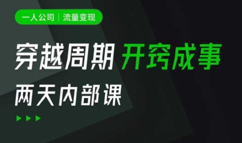 一人公司：流量变现课，一人公司的方法模型拆解， 拆解富人思维，流量思维，小老板思维等-苍穹网创