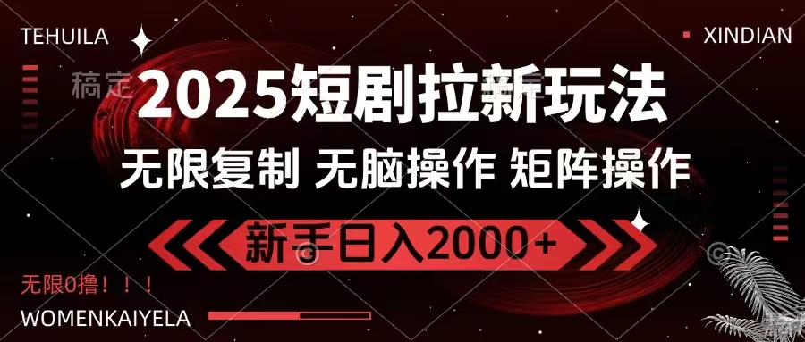 2025短剧拉新玩法，无需注册登录，无限0撸，无脑批量操作日入2000+-苍穹网创