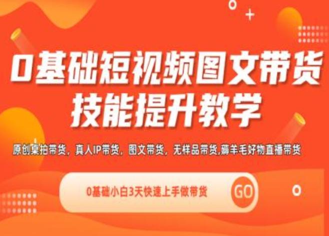 0基础短视频图文带货实操技能提升教学(直播课+视频课),0基础小白3天快速上手做带货-苍穹网创