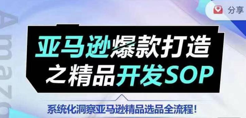 【训练营】亚马逊爆款打造之精品开发SOP，系统化洞察亚马逊精品选品全流程-苍穹网创