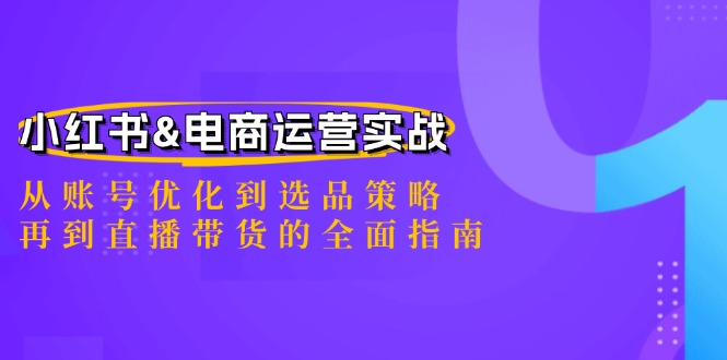 小红书&电商运营实战：从账号优化到选品策略，再到直播带货的全面指南-苍穹网创