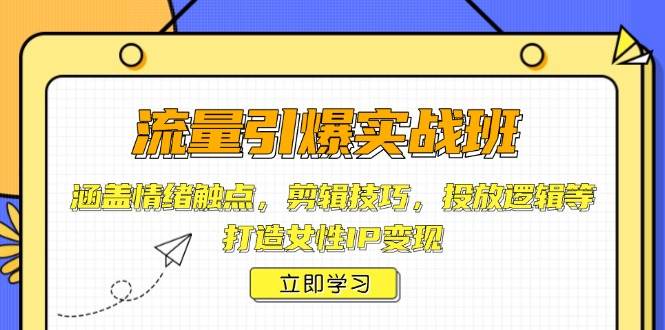 流量引爆实战班，涵盖情绪触点，剪辑技巧，投放逻辑等，打造女性IP变现-苍穹网创