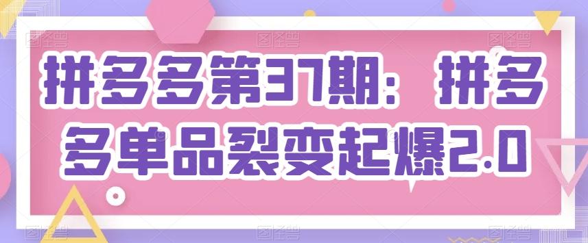 拼多多第37期：拼多多单品裂变起爆2.0-苍穹网创