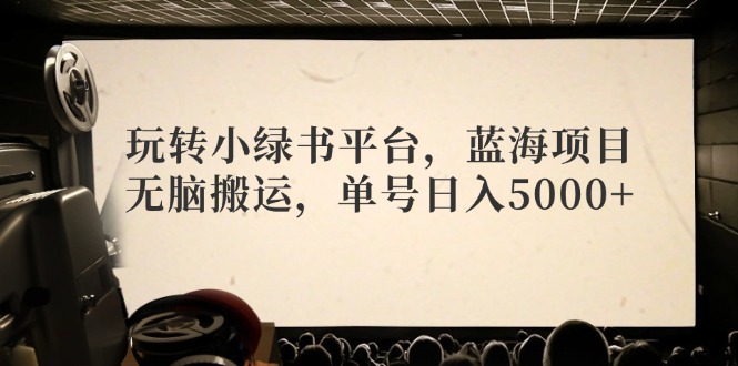 玩转小绿书平台，蓝海项目，无脑搬运，单号日入5000+-苍穹网创