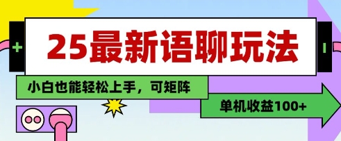 25年最新语聊玩法，纯手工，单机收益100+，小白也能轻松上手，可矩阵操作-苍穹网创