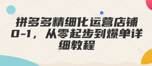 拼多多精细化运营店铺0-1，从零起步到爆单详细教程-苍穹网创