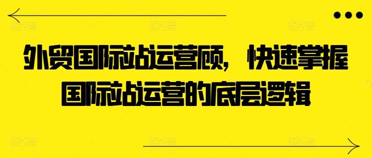 外贸国际站运营顾问，快速掌握国际站运营的底层逻辑-苍穹网创