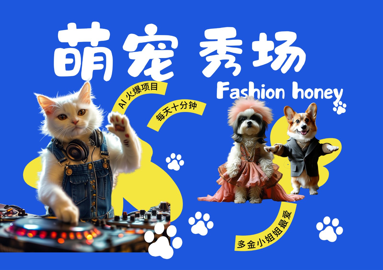 酷飒动物跳舞走秀 时尚喵FASHION汪 多金小姐姐最爱的 轻松月入破W-苍穹网创