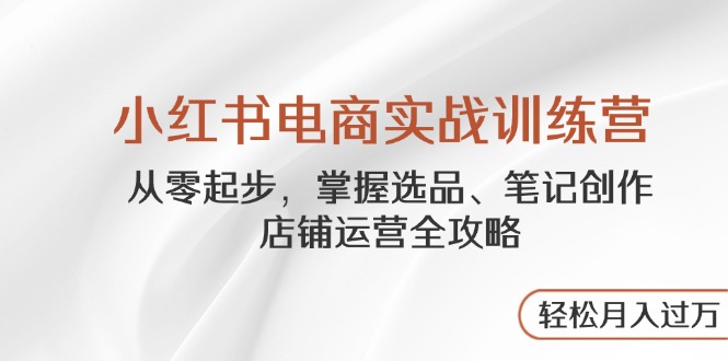小红书电商实战训练营，从零起步，掌握选品、笔记创作、店铺运营全攻略…-苍穹网创