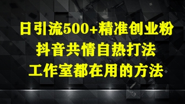 日引流500+精准创业粉，抖音共情自热打法，工作室都在用的方法-苍穹网创