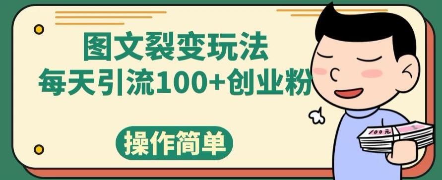 图文裂变玩法，每天引流100+创业粉，操作简单-苍穹网创