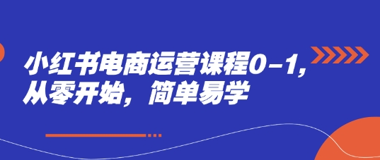 小红书电商运营课程0-1，从零开始，简单易学-苍穹网创