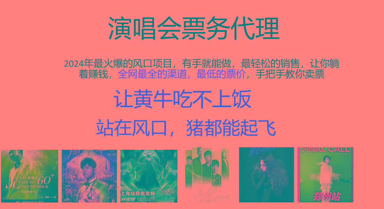 2024年最火爆风口项目，演唱会票务代理，日入2000+，一部手机就能搞定！-苍穹网创