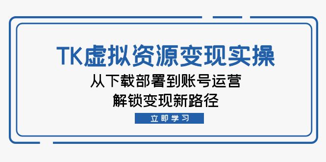 TK虚拟资料变现实操：从下载部署到账号运营，解锁变现新路径-苍穹网创