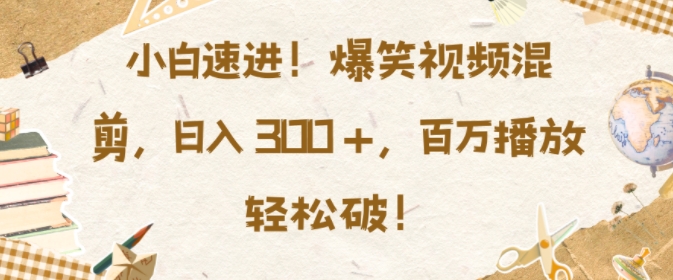 小白速进，爆笑视频混剪，日入3张，百万播放轻松破【揭秘】-苍穹网创