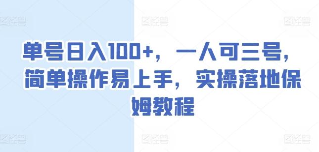 单号日入100+，一人可三号，简单操作易上手，实操落地保姆教程【揭秘】-苍穹网创