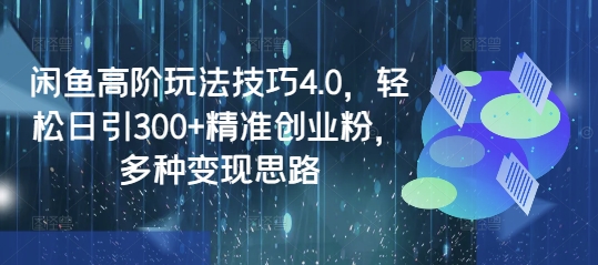闲鱼高阶玩法技巧4.0，轻松日引300+精准创业粉，多种变现思路-苍穹网创