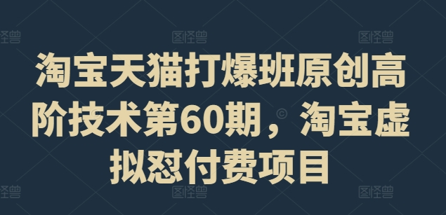 淘宝天猫打爆班原创高阶技术第60期，淘宝虚拟怼付费项目-苍穹网创
