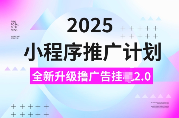2025小程序推广计划，撸广告挂JI3.0玩法，日均5张【揭秘】-苍穹网创
