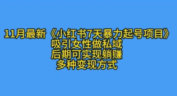 K总部落11月最新小红书7天暴力起号项目，吸引女性做私域【揭秘】-苍穹网创