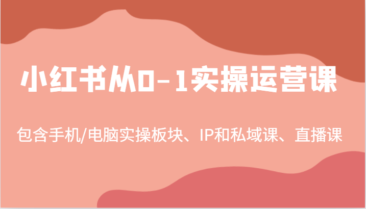 小红书从0-1实操运营课，包含手机/电脑实操板块、IP和私域课、直播课(97节)-苍穹网创