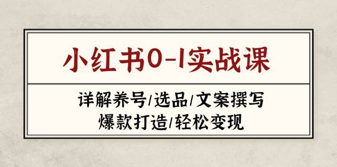 小红书0-1实战课(2023-2025)，详解养号/选品/文案撰写/爆款打造/轻松变现-苍穹网创