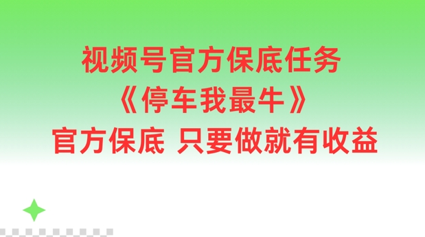 视频号官方保底任务，停车我最牛，官方保底只要做就有收益【揭秘】-苍穹网创