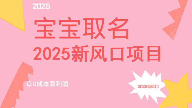 2025新风口项目宝宝取名，0成本高利润，附保姆级教程，月入过万不是梦-苍穹网创