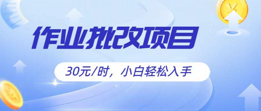 作业批改项目30元/时，简单小白轻松入手，非常适合兼职-苍穹网创