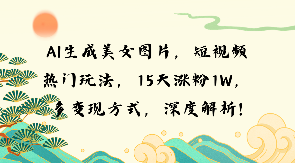 AI生成美女图片，短视频热门玩法，15天涨粉1W，多变现方式，深度解析!-苍穹网创