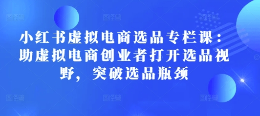 小红书虚拟电商选品专栏课：助虚拟电商创业者打开选品视野，突破选品瓶颈-苍穹网创